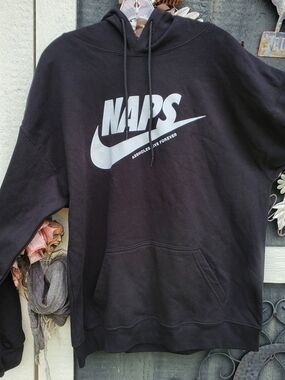 Assh0les Live Forever  "NAPS" Mens Black Fleece Pullover Hoodie Graphic Print XL